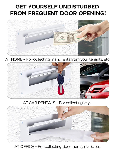 Drop Slot Safe For Walls With Dual Access Deposit Box Tubular Key Lock Anti Fishing Baffle Mail Catcher demonstration usage