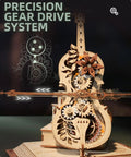 3D Wooden Puzzle Music Box Kit Cello Model For Adults And Teens Build Your Own Wind Up Instrument As Chopin Tunes Play Dope Gift For Hobbyists STEM Lovers Women And Men, precision gear drive system