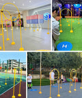 Indoor and outdoor setups of Crash-Proof Drone Trainer For Beginners And Pros, Indoor Obstacle Course Kit For Quadcopter Practice.
