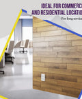 Five Pack Decorator Wall Outlet With 15 Amp Receptacle And Screwless Wall Plate installed in wood paneled wall in office setting.