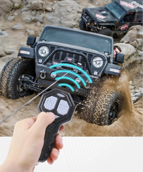 5 Wire Winch Controller With Dual Transmitters: Wireless Tow Winch Remote System For Most Trucks, ATVs, And SUVs, Weather Resistant ABS Housing, No Fuss One Hand Operation, Heavy Duty Winch Accessory, hand-held remote