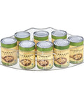 Clear Plastic Quarter Wedge Bin Fits Tight In Corner Cabinets Boosts Space Lazy Susans Store Spices Condiments Pantry Goods with garbanzo cans.