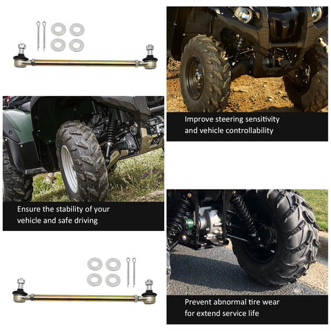 Tie Rod End Assembly For Raptor 350 YFM350 And Warrior 350 YFM350X ATV Beefed Up Steering For Rock Solid Control Replaces Worn Linkage To Stop Squeaks And Loose Steering Fits 1987 Through 2004 Warrior 350 And 2004 Through 2013 Raptor 350, gold tie rod ends with washers and cotter pins