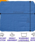 Blue Cotton Shop Towels 12 By 14 Inches Heavy Duty Workhorse Pack Of 100 Reusable Absorbent Cleaning Rags with size indicators.