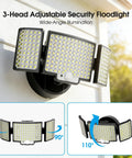 Extra Bright Solar Motion Sensor Flood Lights For Outdoors 318 LEDs 600LM 6500K IP67 Waterproof 270 Degree Wide Angle Yard