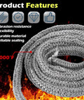 Front view of braided graphite-impregnated fiberglass wood stove door gasket rope, 1/2 in x 84 in, 1000°F rating