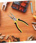 Straight Shooter Electrical Wire Stripper Plier Built For Fast Job Sites And Diy Crews Featuring Slick Ergonomic Handle on a workbench.