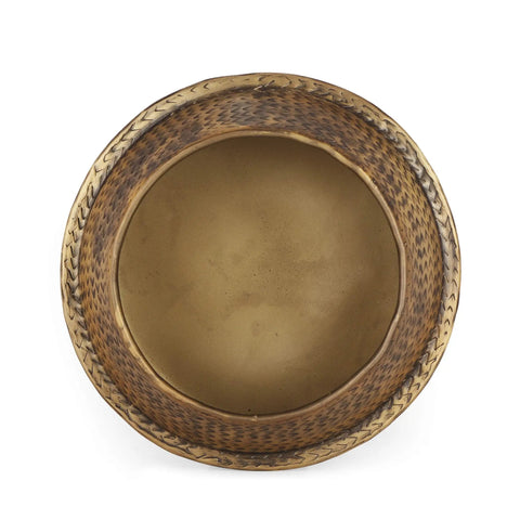 Top view of Caine Aluminum Planters In Aged Brass For Indoor Plants, Handcrafted Bowl Style Planter With Vintage Vibe, Modern Home Decor