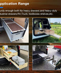Beefy Locking Drawer Slides Full Extension Runners With Lock For Side Mount Rails Works With Cabinets And Furniture 12 To 40 Inch Options 187 Lb Capacity Steel Ball Bearing Rails Durable 1 Pair used in vehicle storage compartments