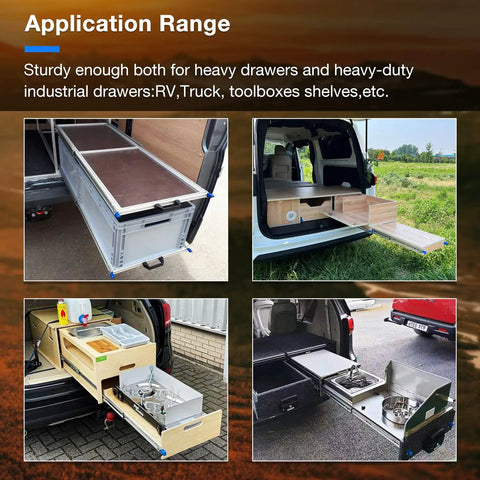 Beefy Locking Drawer Slides Full Extension Runners With Lock For Side Mount Rails Works With Cabinets And Furniture 12 To 40 Inch Options 187 Lb Capacity Steel Ball Bearing Rails Durable 1 Pair used in vehicle storage compartments