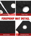Close-up of Two 12x12 Inch Welding Blankets With Cutout Opening And Snap Button Wrap For Hands Free Soldering, brazing protection