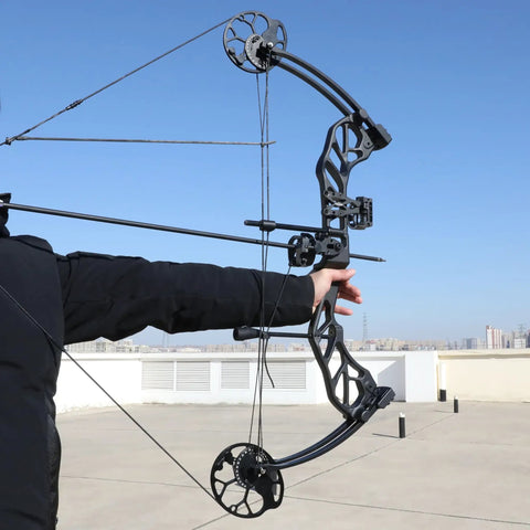 Drop Away Arrow Rest For Right Hand Compound Bow With Cable Activated Full Containment in use during outdoor archery practice