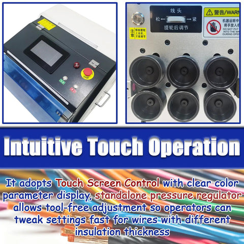 Automatic Wire Stripping And Bending Machine 110V 750W Heavy Duty Electric Crimping Tool with touch screen control panel.