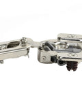 Close-up view of Heavy Duty Six Way Adjustable Half Inch Overlay Soft Close Cabinet Hinges For Face Frame Doors 105 Degree Pivot.