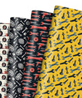 Mechanic Themed Wrapping Paper Pack With 12 Sheets In 3 Designs Featuring wrenches, screws, and tires, 20x28 in paper