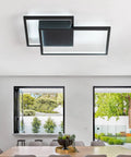 Sleek Square Frame LED Ceiling Light Fixture Dimmable 40W 6000K Cool White Flush Mount Black Finish installed in modern dining room