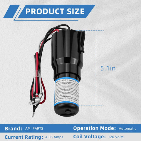 RCO810 Refrigerator 3 In 1 Solid State Hard Start Relay Kit with size 5.1 inches, black plastic casing, visible wires.