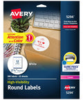 Round Printable Labels 300 Pack 2.5 Inch Matte White Stickers For Laser And Inkjet Printers With Sure Feed Tech, packaging image.