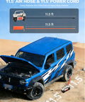 Blue SUV using 6X Faster Inflation Double Cylinder Tire Inflator With Portable Bag Heavy Duty 12V Air Compressor