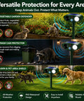 4 Pack Solar Ultrasonic Animal Deterrents With PIR Motion Sensor, Waterproof Outdoor Yard Deterrents For Deer, Raccoons, Squirrels, Cats, Rabbits, Skunks And Foxes That Scare Off Pests With LED Alerts No Fuss Setup, garden use