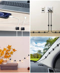 Sticky Cable Clips Set For Wall And Desk Cord Management 60 Piece Upgrade With Strong PA66 Adhesive in various settings