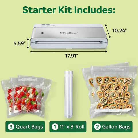 Compact Vacuum Sealer With Airtight Bags And Roll Keeps Food Fresh Up To 5X Longer, vacuum sealer kit with bags and roll