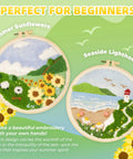 Beginner Punch Needle Kit For Adults With All Tools And Materials Easy To Follow Instructions And Video Tutorials Linen With Water Soluble Pattern Complete Starter Embroidery Set For Spring Bloom Designs showing two hoop designs