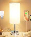Touch Table Lamp With USB-C And USB-A Ports, 3-Way Dimmable Bedside Desk Light for Bedroom, Dorm, Office, and Living Room