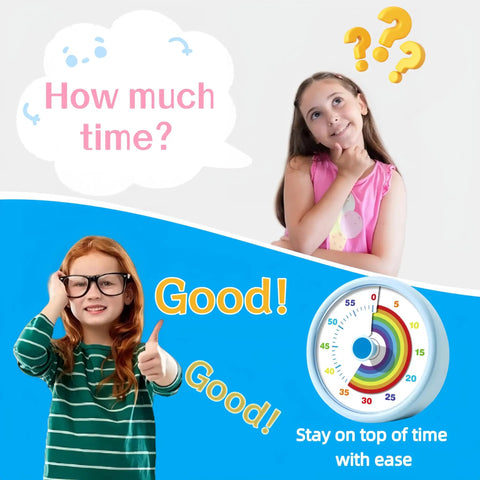 Colorful Visual Countdown Timer Kid Friendly For All Ages 60 Minute Time Timer for Classroom, children interacting, rainbow dial