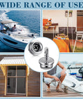 Heavy Duty Marine Boat Cover Snaps 24 Pack Stainless Steel 3/8 Inch Socket Studs shown in various uses with boats and outdoor settings.
