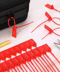 Red Plastic Tamper Seals Pack With Numbered Zip Ties For Fire Extinguishers And Everyday Security, Disposable Self Locking Tags, 170 mm Length, Versatile And Durable Safety Seals For Bags, Cabinets, Cables And More
