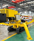 Concrete Placing Conveyor With Adjustable Boom For Foundations, Warehouse Floors, And Slabs, A Mobile Hydraulic Pouring Machine Built For Precise, High Reach Placement Across Multi Site Construction Projects. yellow tracked hydraulic boom conveyor in factory