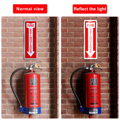Eight Pack Fire Extinguisher Signs Made From Rust Free Aluminum Reflective 4x12 Inch Laminated For Ultimate UV Weather Scratch Water And Fade Resistance Indoor And Outdoor Use No Brainer For Quick Fire Extinguisher Location