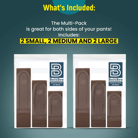 Titan Brown Elastic Belt No Buckle Multi Pack For Men With 2 Small 2 Medium 2 Large Belts Fits 1.5 Inch Belt Loops Comfortable And Easy To Use For Everyday Wear And Travel