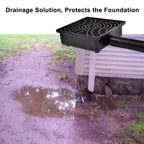 Catch Basin Gutter Downspout Extender Kit 12x12 Low Profile No Digging Required Rainwater Diverter with 2 inch pipe near foundation