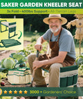 Garden Kneeler And Seat Foldable Gardening Stool With Extendable Legs in use by elderly gardener in outdoor vegetable patch