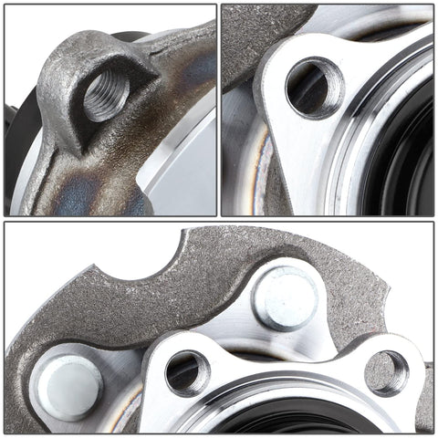 Close-up view of a Rear Wheel Bearing Hub Assembly With ABS Sensor Plug And Play For Scion IM TC Lexus NX HS250H Toyota RAV4 C-HR Corolla IM FWD 06-21 Fits Easy Install Factory Style Replacement.