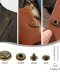 Brass Snap Button Kit 17Mm Snaps Set Of 10 With Leather Fasteners and 4 Setter Tools used on clothes and leather accessories