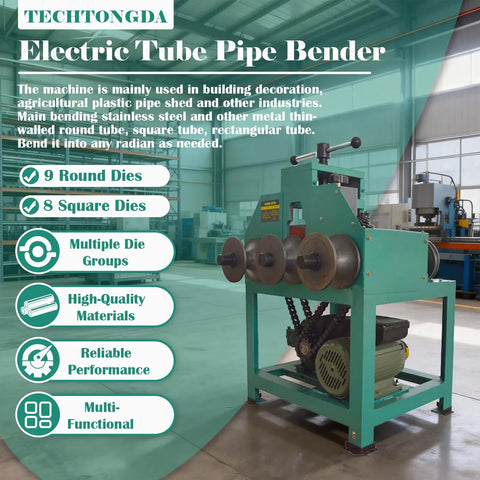 Dang Solid Heavy Duty 1.5Kw Electric Pipe Bender with multiple dies for precise bending of thin-walled metal tubes.