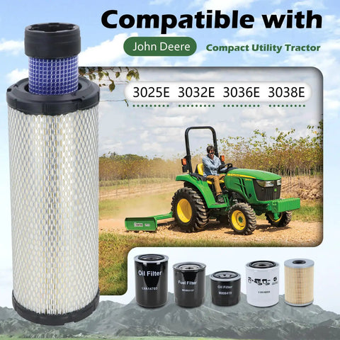 All In One Heavy Duty Maintenance Filter Kit For 3025E 3032E 3036E 3038E Compact Utility Tractors Compatible With John Deere