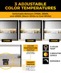 Image displaying Under Cabinet Lighting Kit 24 Inch Satin Finish With 3 CCT Dimmable Options 2700K 3000K 4000K settings and switch.