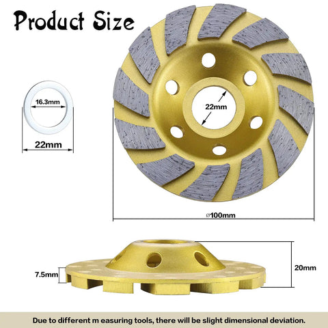 4 Inch Diamond Concrete Grinding Wheel With 12 Segments For Angle Grinder Fast Cutting And Polishing On Concrete Stone Cement And Marble Surfaces A Tough Pro Grade Disc Built For Heavy Duty DIY And Professional Renovations