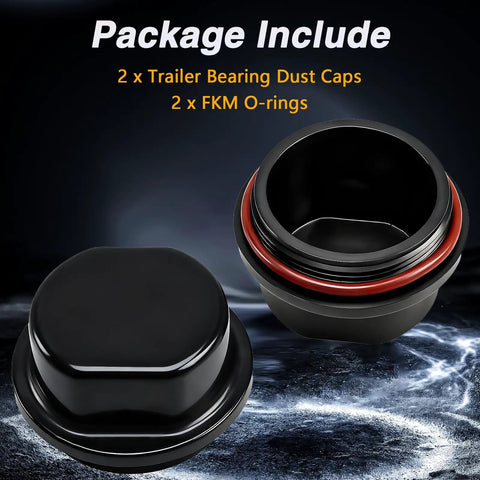 Two Pack Trailer Bearing Dust Cap With O Ring Grease Cover For Dexter Vortex Marine Trailers And Boat Hubs Replace 81143 48355v K71 G01 73 Fit 1250 Lbs To 1750 Lbs, shown with FKM O-rings