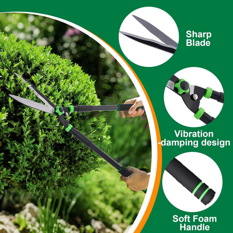 Beefy 29.5 Inch Hedge Shears With 15 Degree Blade Angles Manual Hedge Clippers For Trimming And Shaping Hedges Shrubs