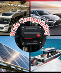 Tough As Nails 150 Amp Dc Circuit Breaker With Waterproof Surface Mount Design, showcasing compatibility with RVs, cars, solar panels, and boats.