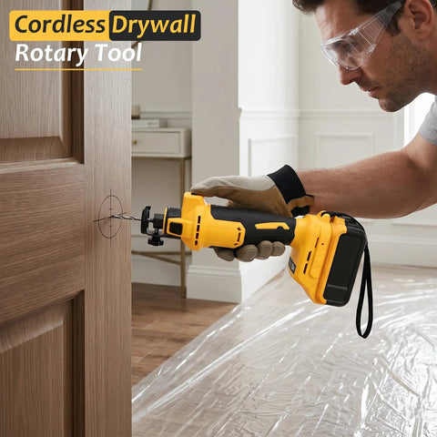 Cordless Drywall Rotary Tool For Sheetrock, Drywall Saw Cutter And Undercut Tool, Brushless Woodworking Cutter For Cutouts In Drywall, Wood, And Plastic, Speed Adjustable Up To 30,000 RPM, Compatible With 20V Max Batteries Not Included, drilling wood door