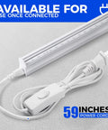 UV LED Blacklight Bar 9W 2Ft T5 Integrated Fixture with on/off switch and 59-inch power cord shown in detail
