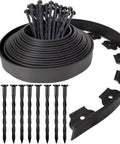 Heavy Duty 22 Foot No Dig Landscape Edging Kit With 20 Anchoring Spikes 2 Inch Tall Black HDPE Border For Garden Lawn Flower Beds And Pavers