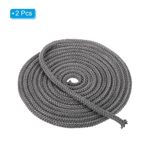 Two-piece 5/16 in x 197 in graphite fiberglass round stove door gasket rope, black, coiled