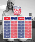 Size chart for Girls Cozy Soft Fleece Sherpa Lined Zip Up Hoodie For School And Play, Smile, Beanie, Sizing Guide Overlay